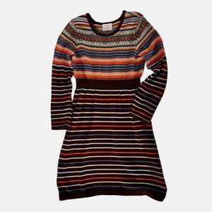 Hanna Andersson Girl's Fair Isle and Striped Nordic Sweater Dress Sz 130…